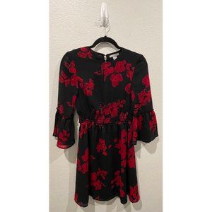 H&M Black And Red Floral Mini Dress - image 1